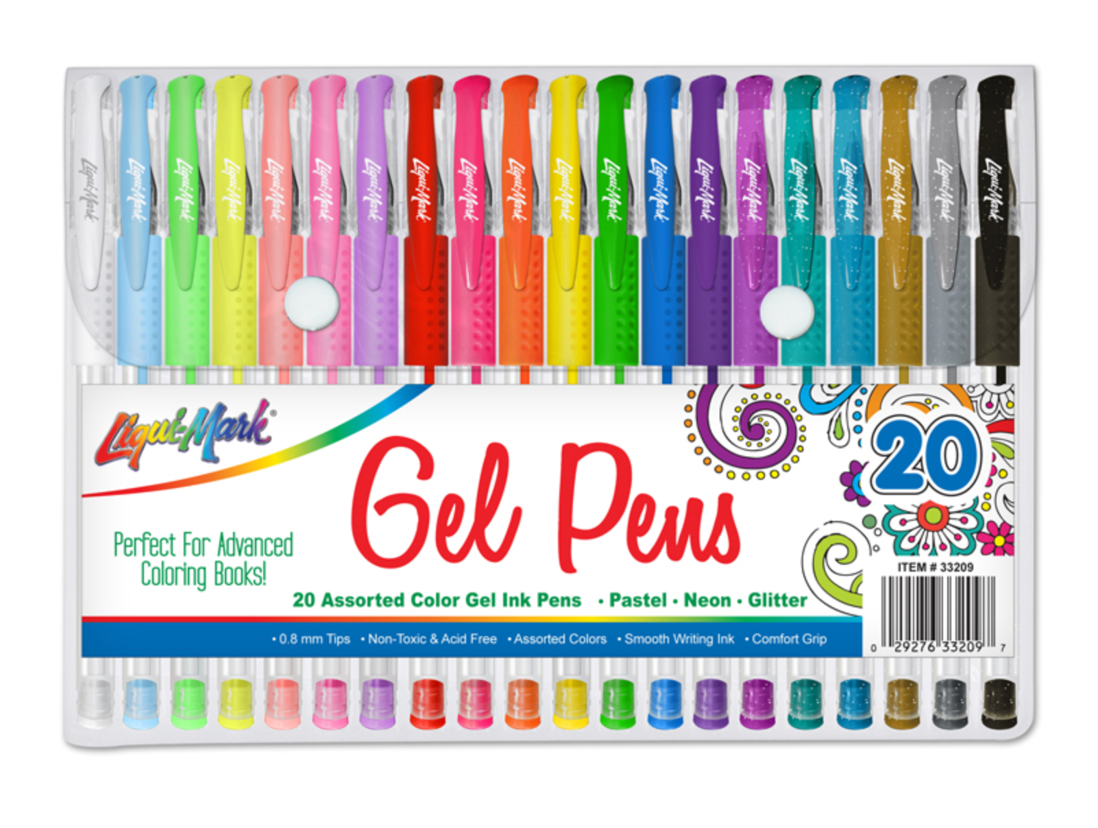 20 Pack Liquimark Coloured Gel Pens