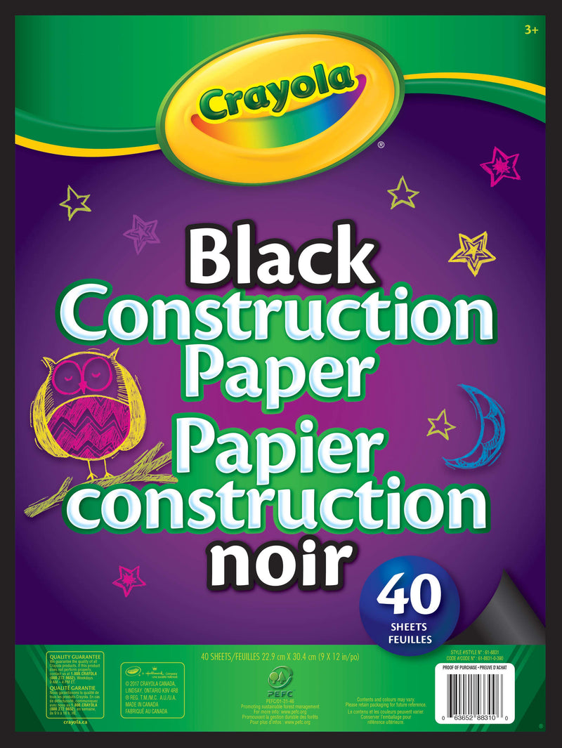 Crayola Black Construction Paper Pad, 40 Sheets