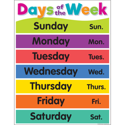 Colorful Days of the Week Chart-shop.theteacherscrate