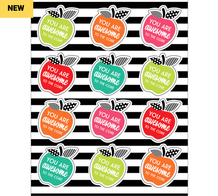 Black, White & Stylish Brights Apples Motivational Stickers-shop.theteacherscrate