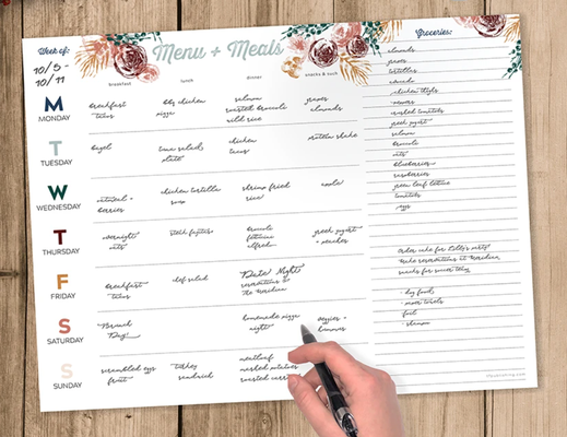 Floral 12x9 Weekly Meal Planning Pad-shop.theteacherscrate