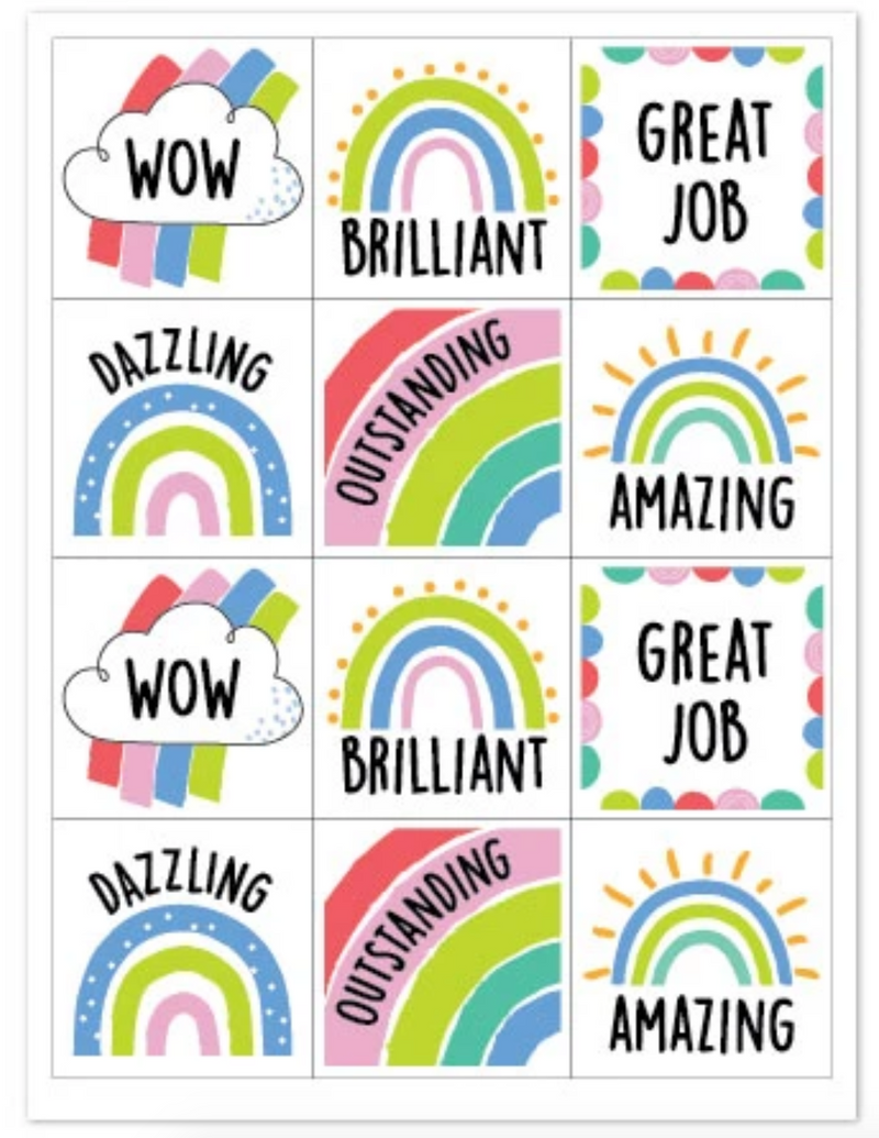 Rainbow Doodles Rewards Stickers