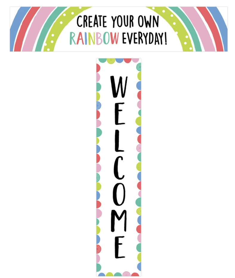 Rainbow Doodles Welcome Banner