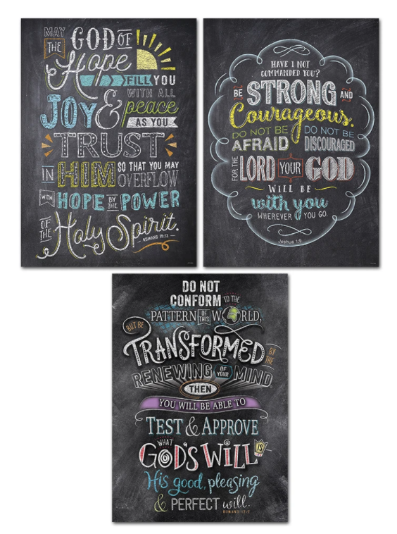 Bible Verses in Chalk Rejoice Inspire U Poster 3-Pack